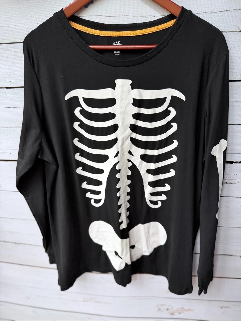 Women’s Black Skeleton Pajama Set - Long Sleeve Top & Pants